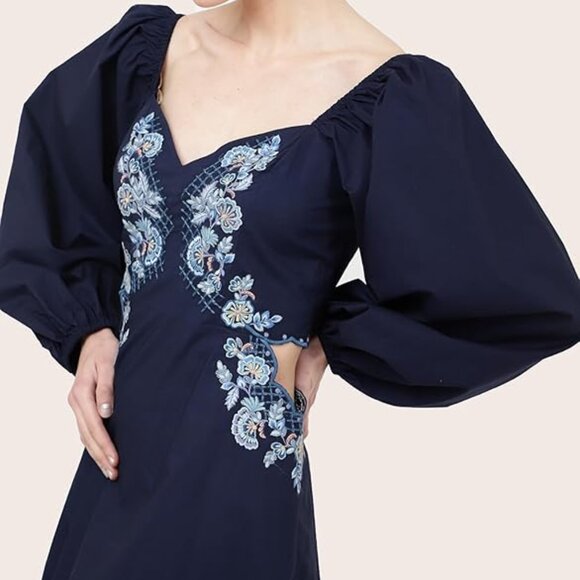 NWT Midnight Blue Boho Cutout Waist Midi Dress - Picture 4 of 6